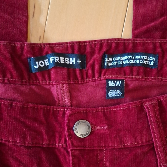Cranberry Red/Olive Green/Black 3x Corduroy Pants sz 16 - Picture 2 of 4